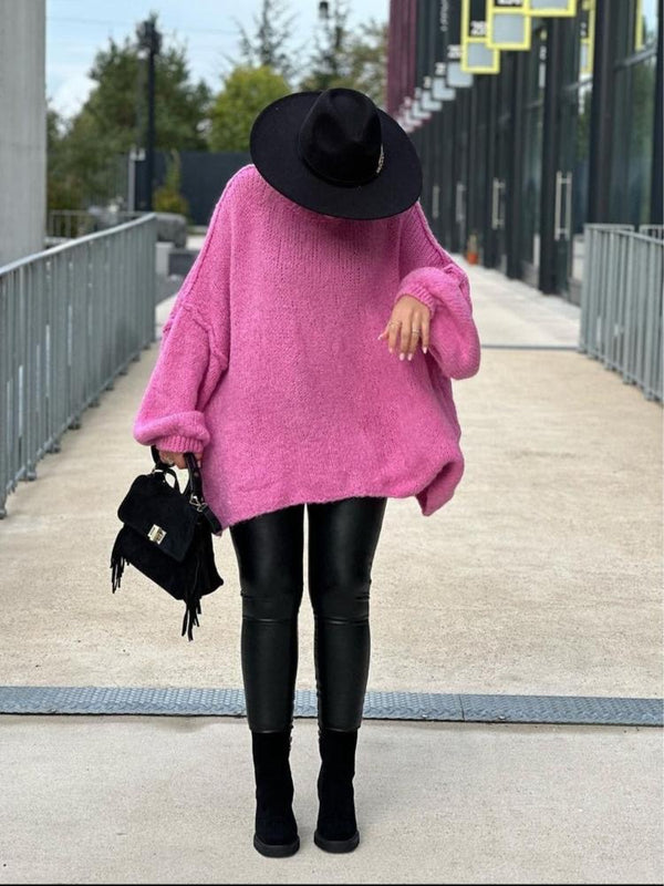 Oversized Chunky knit jumper- Bubblegum