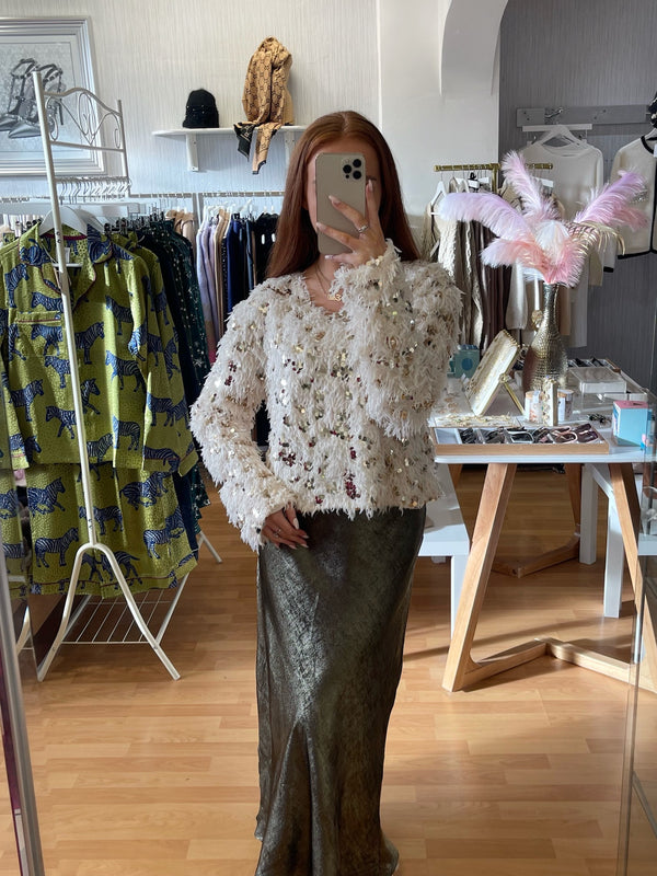 Cream Sparkle Fluffy Jumper