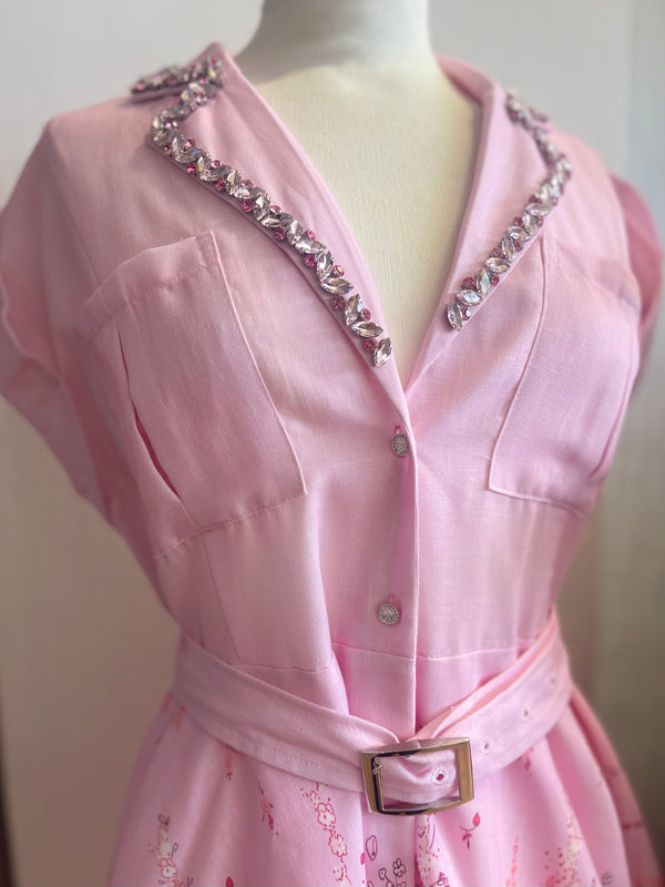 Pink floral mini dress