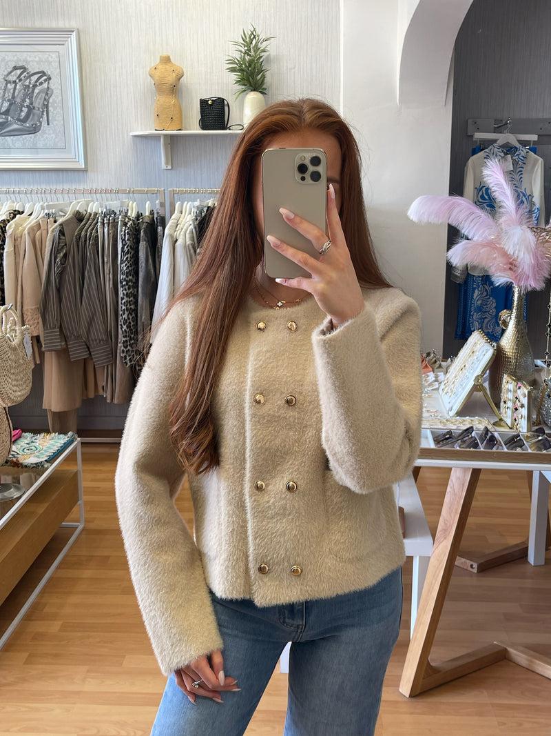 Beige Fluffy Knit