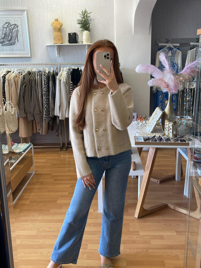 Beige Fluffy Knit