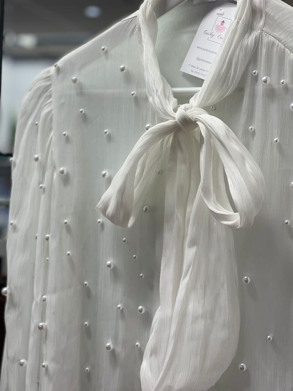 Sheer Pearl blouse - White