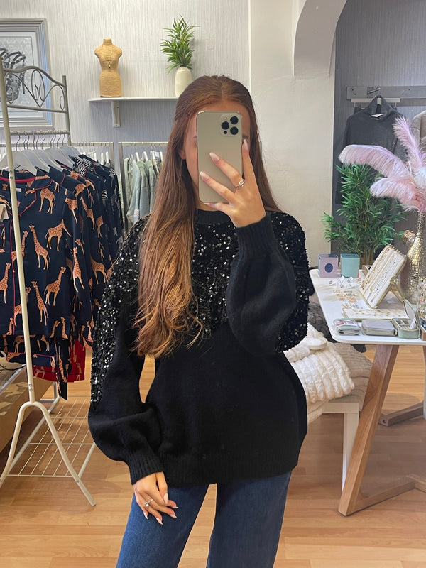 Sequin Knit - Black/Black