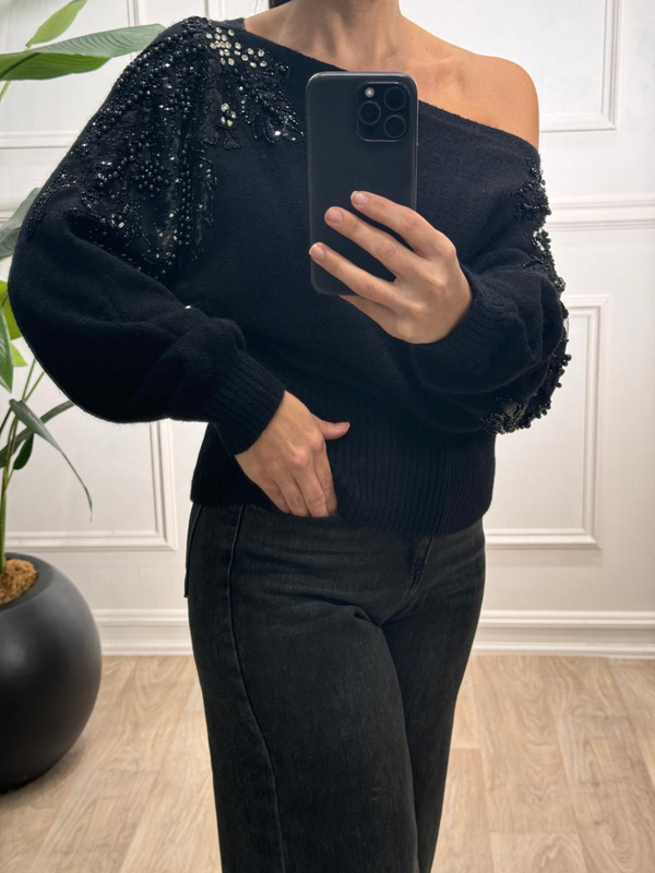 Off the shoulder knit - Black