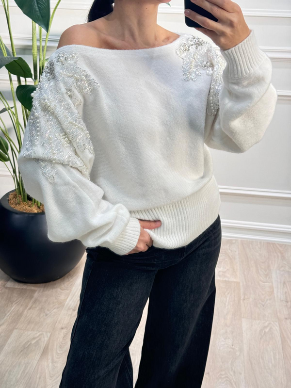 Off the shoulder knit - White