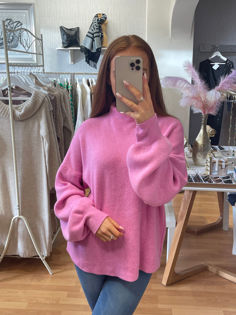 Soft knit drop sleeve jumper- Pink