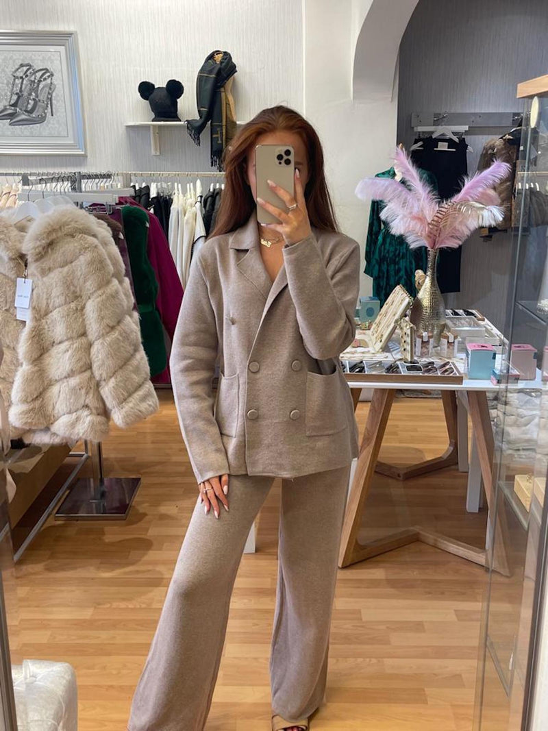 Beige Button Lounge-wear