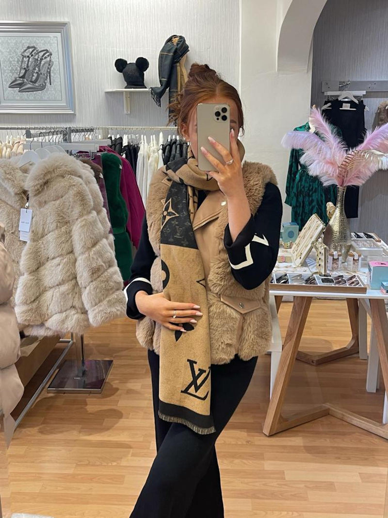 Amelia Faux Fur Gilet - Camel