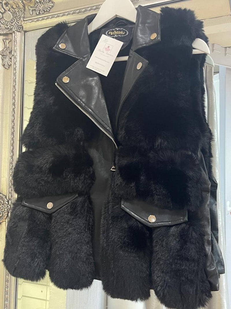 Amelia Faux Fur Gilet - Black