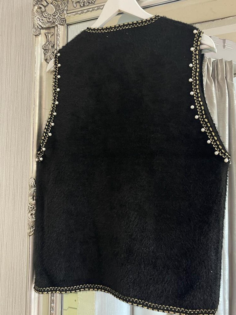Faux Fur Gilet- Black