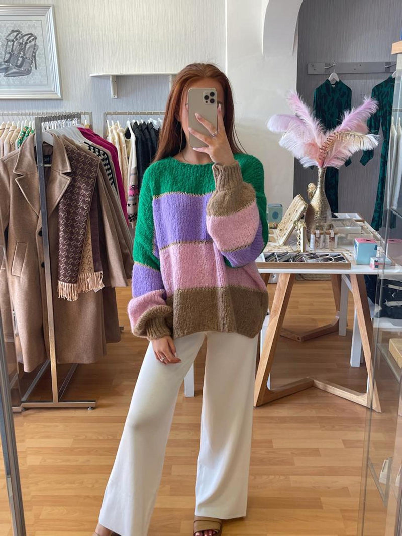 Bright Slouch Knit Jumper- Purple