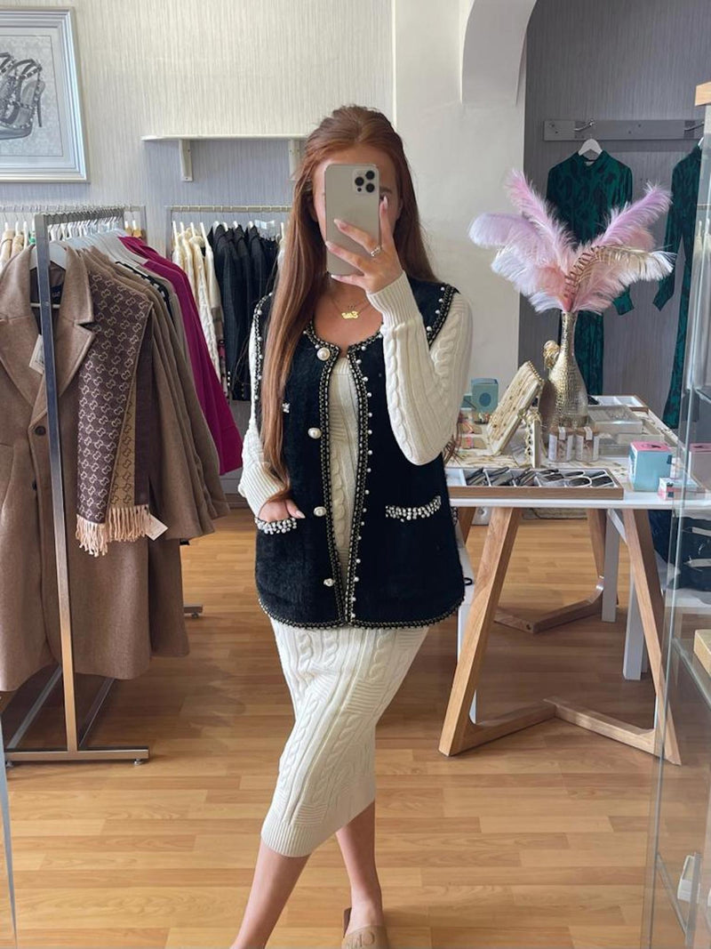 Faux Fur Gilet- Black