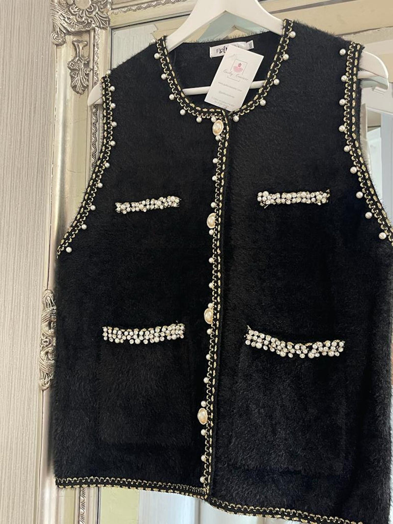 Faux Fur Gilet- Black