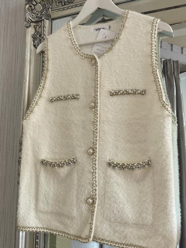 Faux Fur Gilet- Cream
