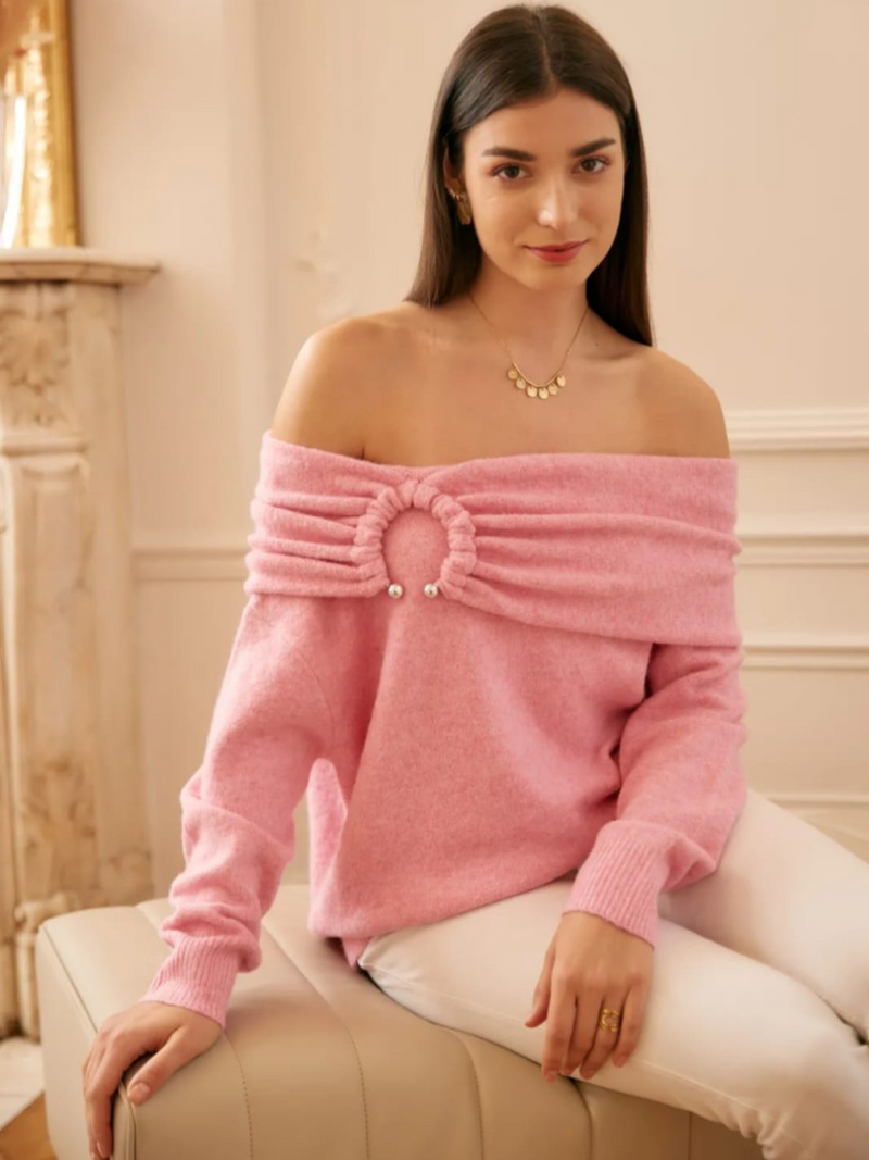 Off the shoulder knit - Pink