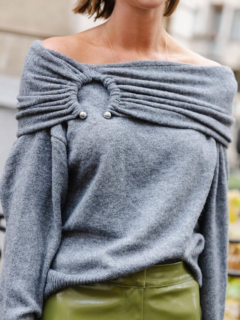 Off the shoulder knit - Light Grey