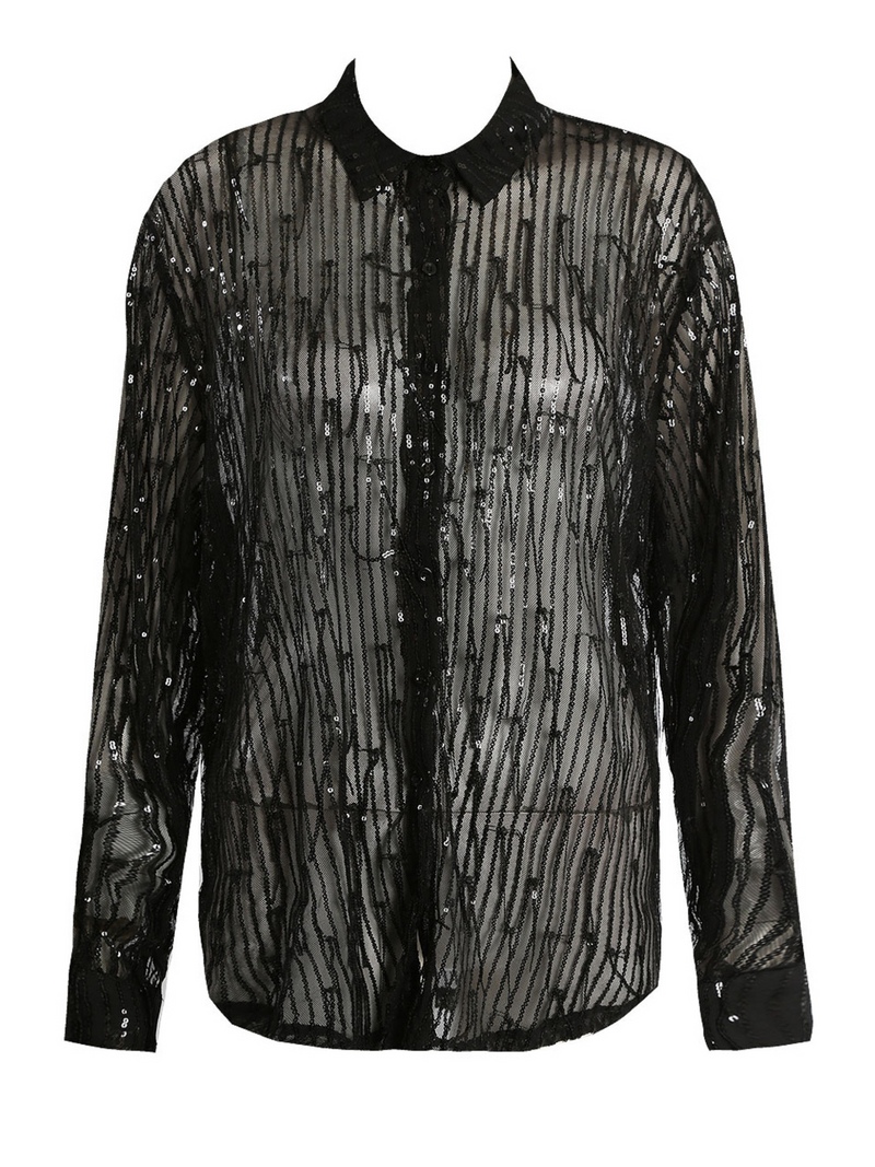 Black Sheer sequin shirt