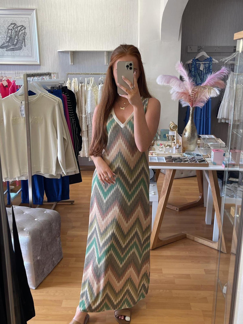 Zoe print maxi dress - sage green