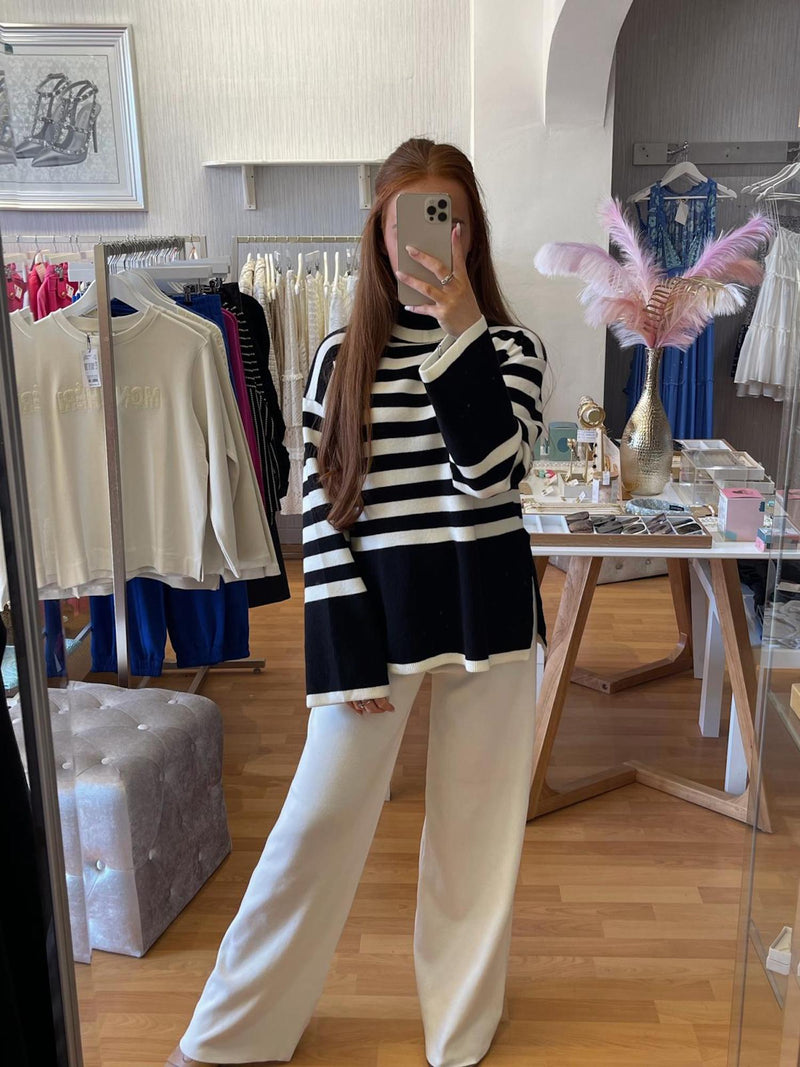 Sirena Stripe Jumper- Black