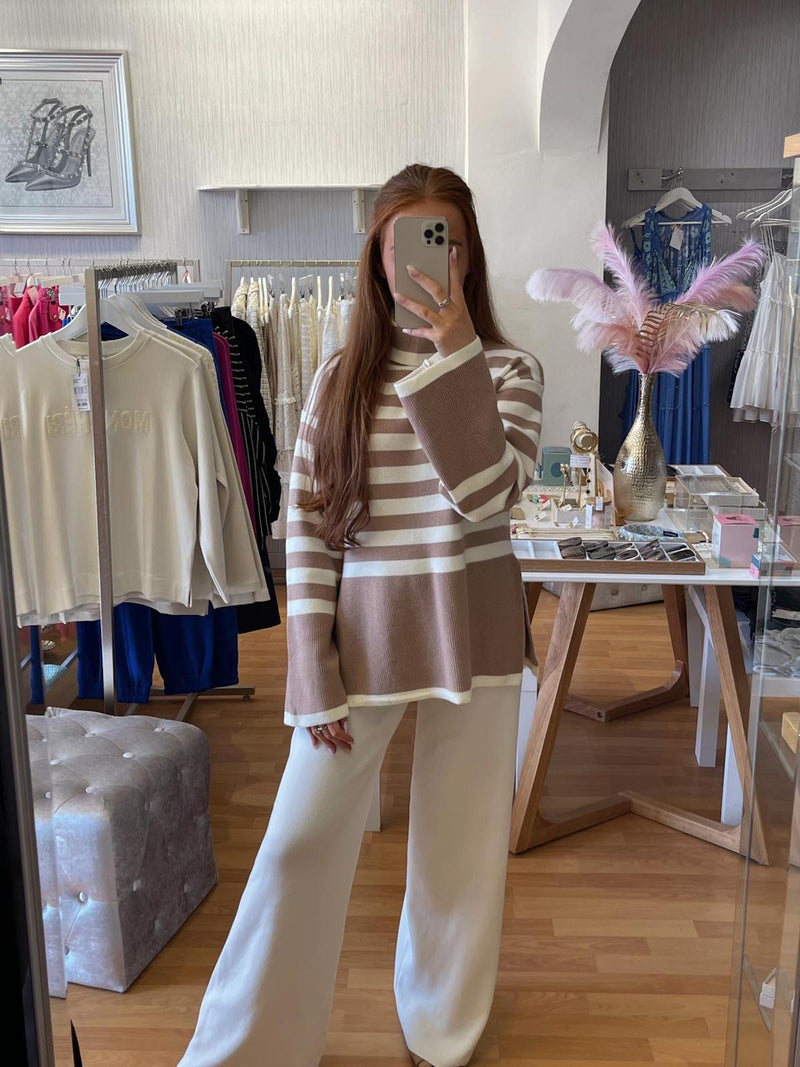 Sirena Stripe Jumper- Beige