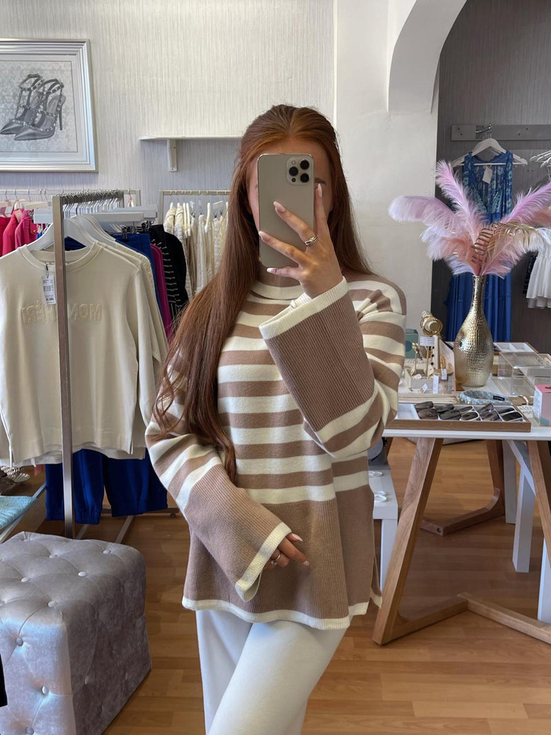 Sirena Stripe Jumper- Beige
