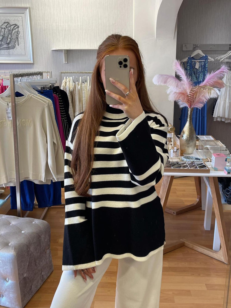 Sirena Stripe Jumper- Black