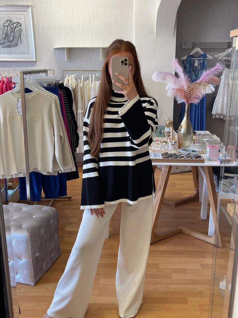 Sirena Stripe Jumper- Black