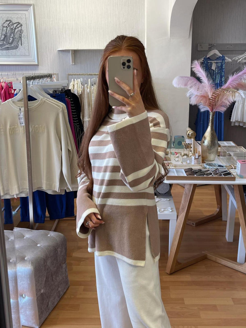 Sirena Stripe Jumper- Beige