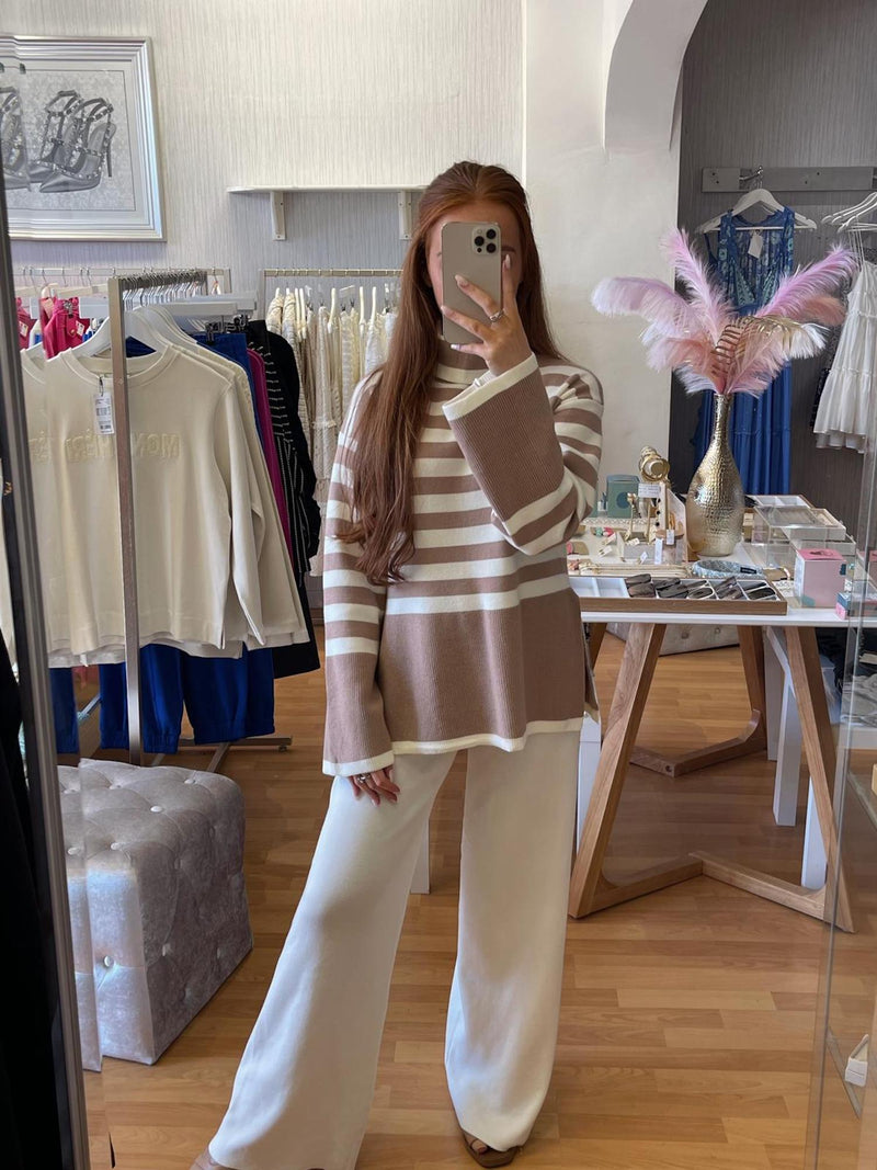 Sirena Stripe Jumper- Beige