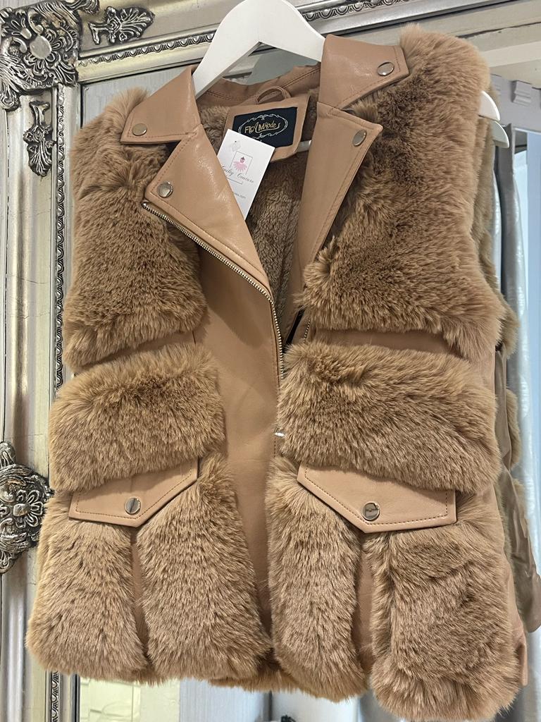 Amelia Faux Fur Gilet - Camel