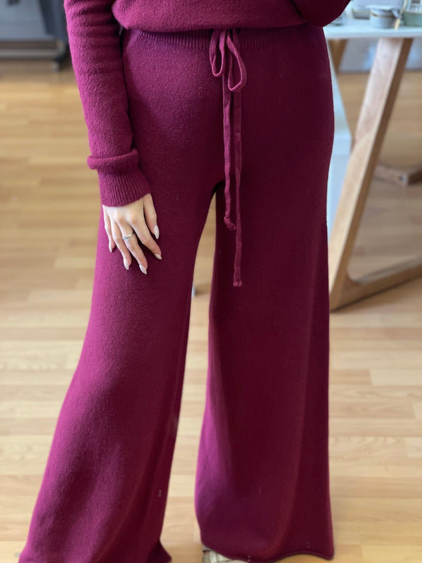 Italian Knit Trousers - Berry