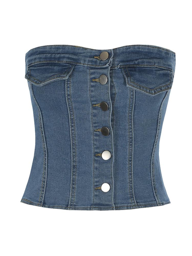 Denim Button Top