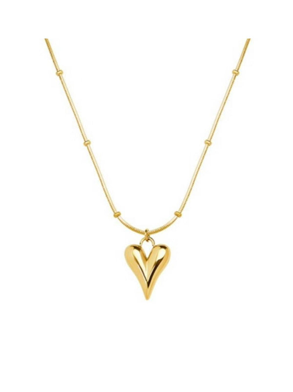 Solid heart ball chain necklace
