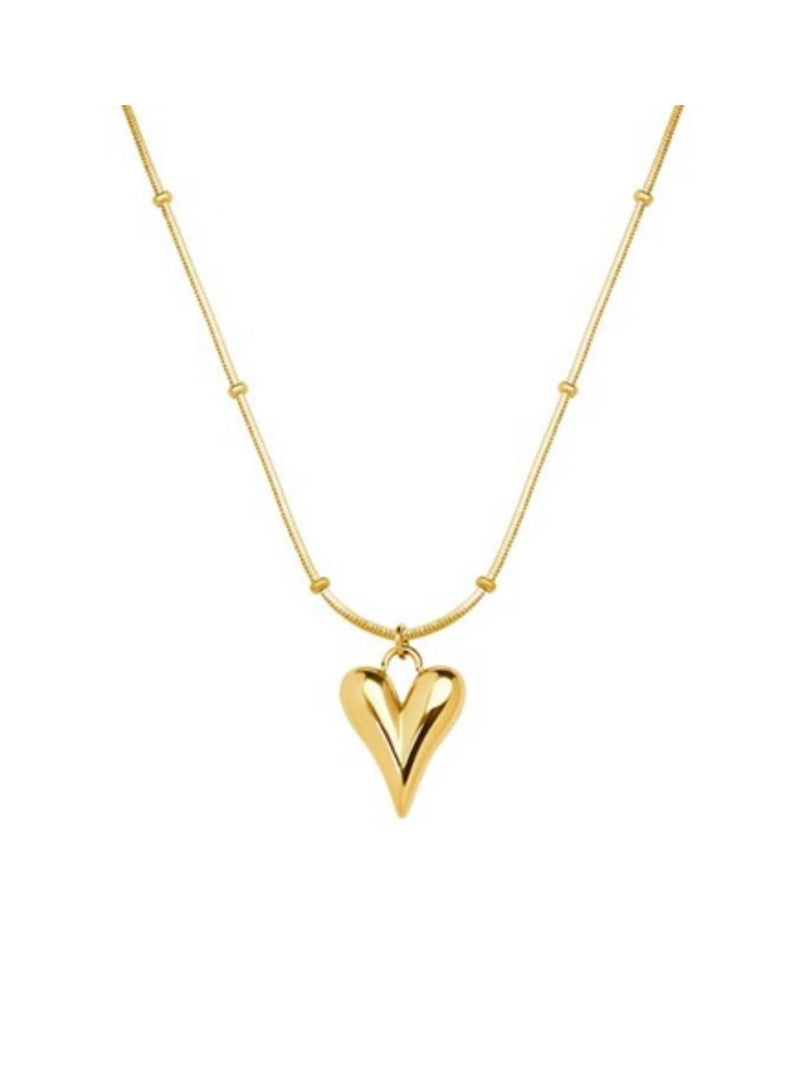 Solid heart ball chain necklace