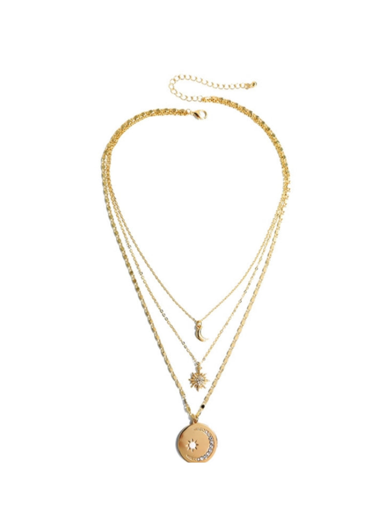 Crystal star & moon pendant necklace
