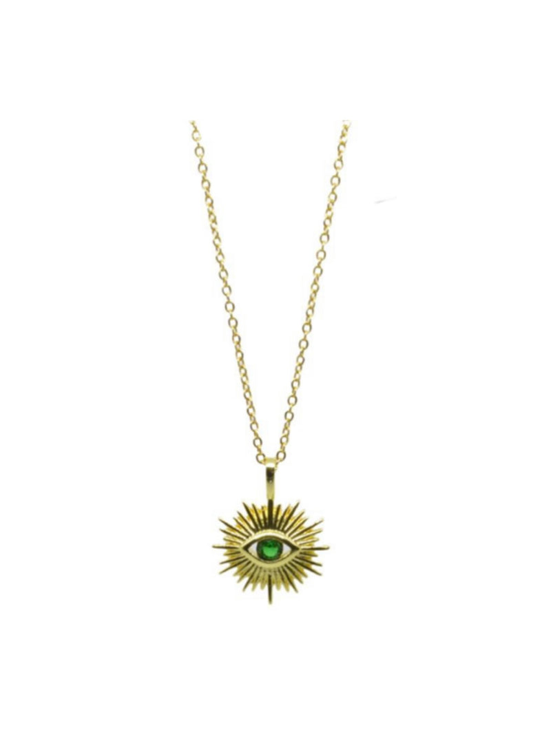 18k gold plated cubic zirconia evil eye pendant necklace